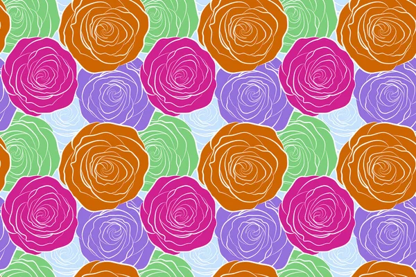 Bouquets Rosas Multicoloridas Padrão Sem Costura — Fotografia de Stock