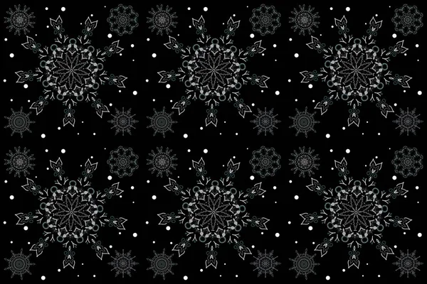 Set Von Fünf Schneeflocken Winterkarte Frohe Weihnachten Neues Jahr Und — Stockfoto