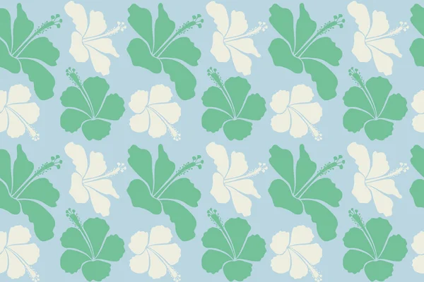 Квіти Гібіскуса Бутони Ретро Ілюстрація Зеленому Бежевому Нейтральному Кольорах — стокове фото