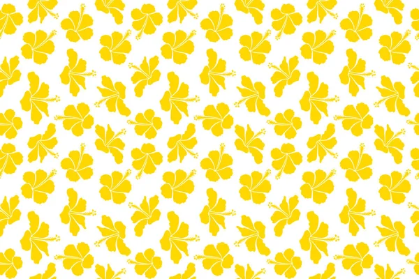 Hibisco Flor Sem Costura Padrão Cores Amarelas Fundo Branco — Fotografia de Stock