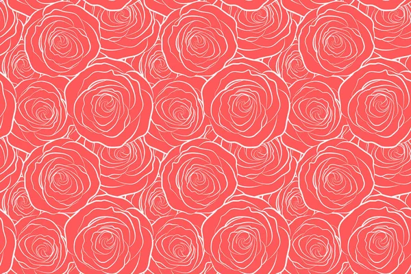Monochrome painting with Rose flowers in red colors. Watercolor English roses seamless pattern.