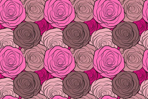 美丽的无缝图案在小而抽象的粉红色玫瑰花中 五彩斑斓的小花小小的 可爱的 简单的春天花型的玫瑰 — 图库照片
