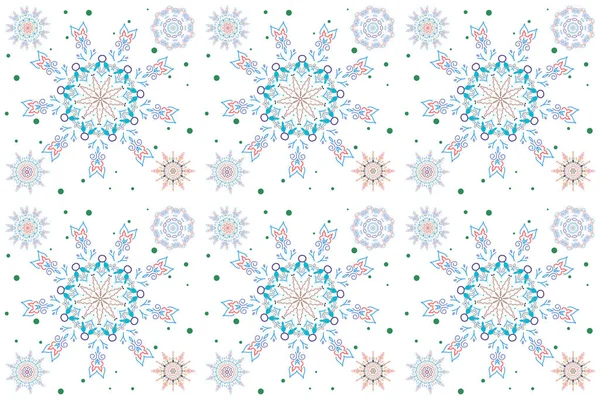 Illustrazione Astratta Natale Con Cinque Fiocchi Neve Blu Rossi Uno — Foto Stock