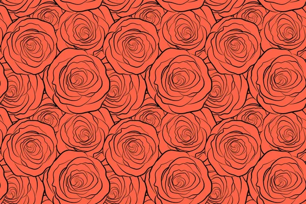Patrón Floral Sin Costuras Con Silueta Rosas Rojas Abstractas —  Fotos de Stock