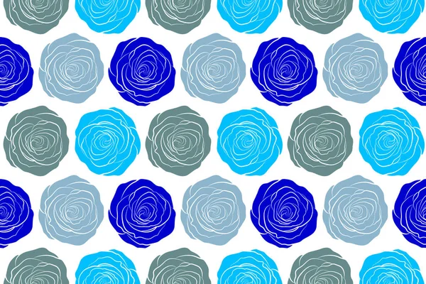 Patrón Sin Costuras Con Flores Rosa Azul Ilustración Floral Estilo — Foto de Stock