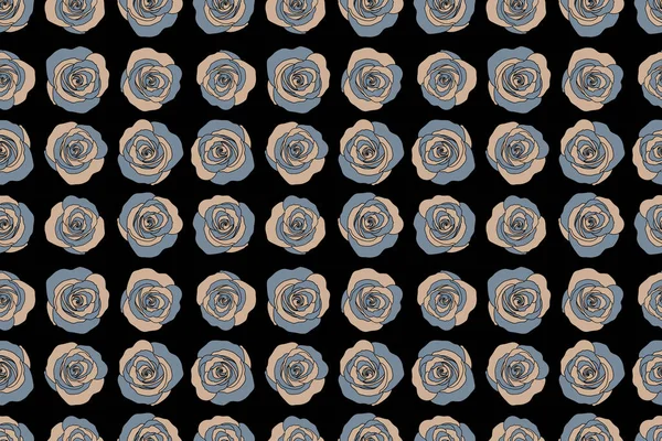 Бесшовный Цветочный Узор Абстрактным Бежевым Голубыми Розами — стоковое фото