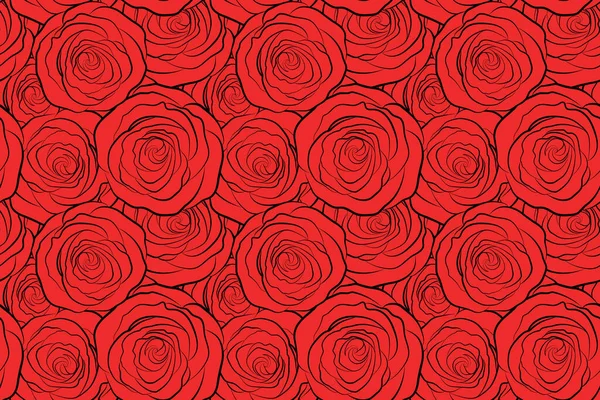 Patrón Sin Costuras Rosas Rojas Abstractas Rosas Monocromáticas Vintage Dibujado —  Fotos de Stock