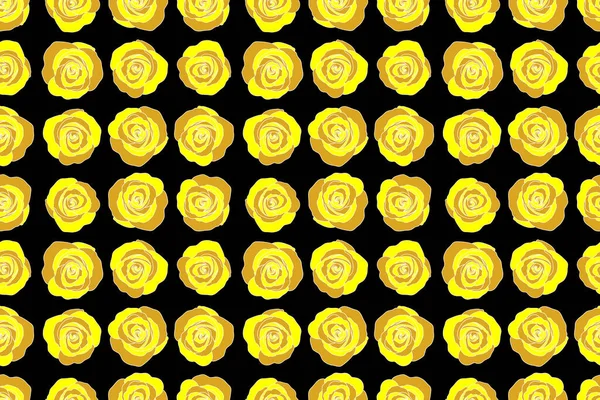 Schöne Abstrakte Dekorative Rosenblüten Auf Schwarz Braunen Und Gelben Farben — Stockfoto