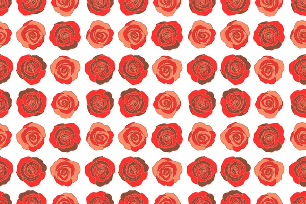 Vereinzelte Rosenblüten Roten Farben Auf Weißem Hintergrund Nahtloser Floraler Rand — Stockfoto
