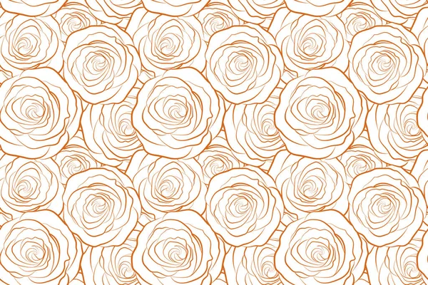 时尚的花卉背景 无缝墨图案 抽象花朵轮廓 手绘画笔画玫瑰 — 图库照片