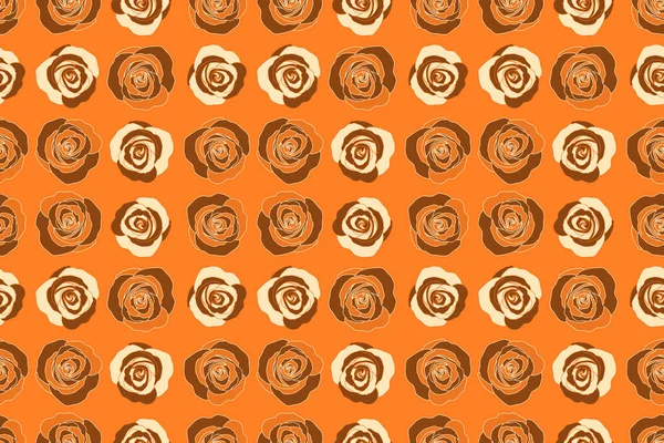 Beautiful Abstract Decorative Rose Flowers Brown Orange Colors Watercolor Seamless — Stock Photo, Image