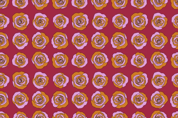 Květinový Vzor Pozadí Oranžových Růžových Fialových Růží — Stock fotografie