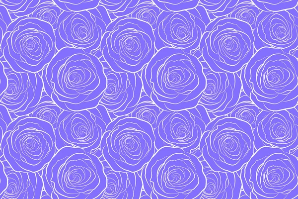 Blauwe Rozen Geïsoleerd Bloemen Naadloos Patroon Monochroom Silhouet — Stockfoto