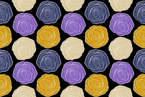 Violette Gelbe Und Beige Blütenblätter Nahtlose Rosen Schöne Abstrakte Nahtlose — Stockfoto