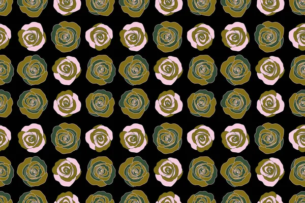 Dekorativní Květinové Pozadí Květinami Růží Bezproblémový Vzor Abstraktními Zelenými Růžovými — Stock fotografie