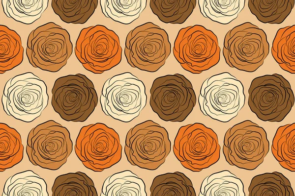 Vintage Watercolor Roses Hand Drawn Seamless Pattern Abstract Orange Brown — Stock Photo, Image