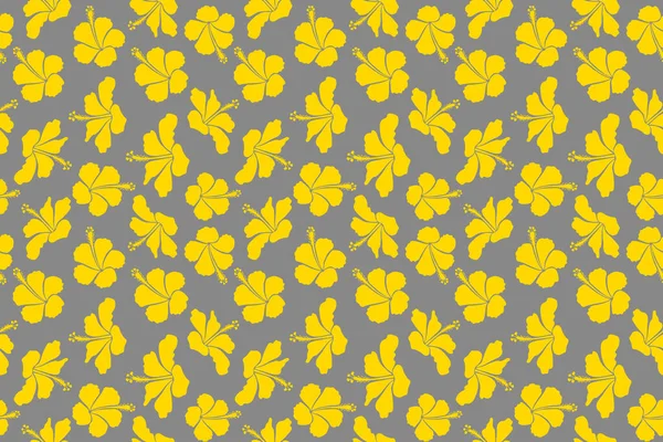 Aloha Hawaiian Shirt seamless Hibiscus Pattern In gray and yellow Colors.