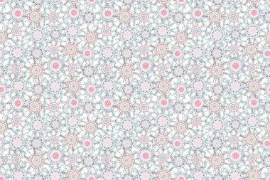 Kusursuz bir geçmişi var. Pembe, yeşil ve beyaz arka planda nötr doku. Arap tarzında soyut bir model. Grafiksel modern desen.