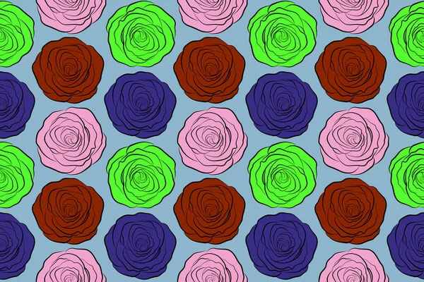 Aquarell Hintergrund Rosa Blaue Und Grüne Abstrakte Blumen Nahtloses Muster — Stockfoto