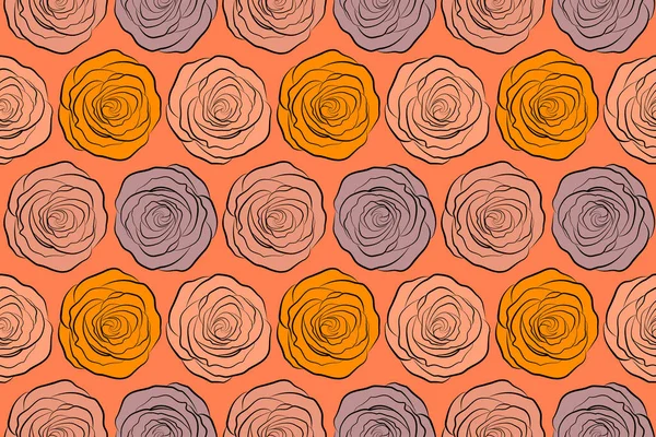 Aquarell Blumen Illustration Neutralen Und Orangen Farben Nahtloses Muster — Stockfoto