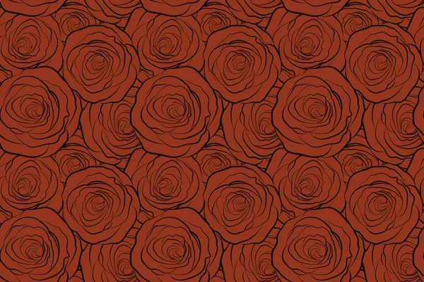 可用作数码纸 填充物或印在织物上 无缝隙图案与单色风格的棕色玫瑰 复古花卉背景 — 图库照片