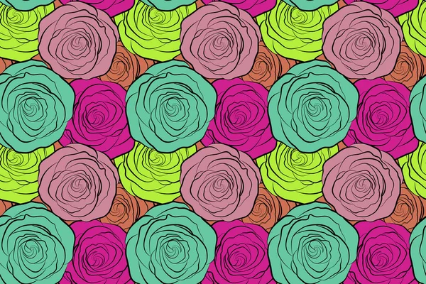 Abstract seamless pattern with stylized rose flowers. Hold rose flower. Rose texture Illustration.