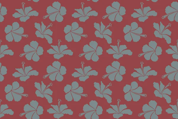 Ілюстрація Багатьма Нейтральними Червоними Бежевими Квітами Гібіскуса Модний Безшовний Квітковий — стокове фото