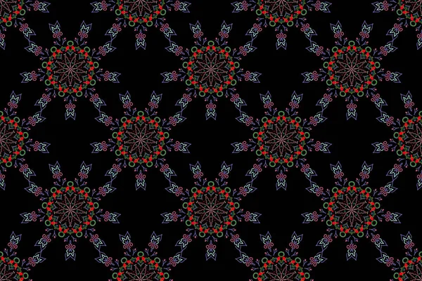 Vintage Ornamental Background Victorian Pattern Green Red Pink Colors Seamless — Stock Photo, Image
