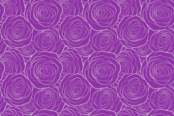 Nahtloses Blumenmuster Mit Violetten Rosen Einfarbige Silhouette — Stockfoto
