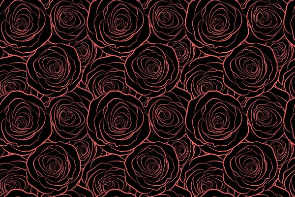 Silhouette Isolée Fleurs Roses Couleurs Roses Sur Fond Noir Bordure — Photo