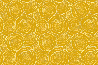 Güllerin silueti. Sarı renklerde desenli çiçek deseni.