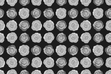 Kusursuz gül deseni. Gri çiçekli çizim. El çizimi.