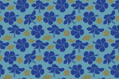 Mavi ve nötr amber çiçekleri tasviri. Mavi ve nötr çiçeklerle kusursuz desen.