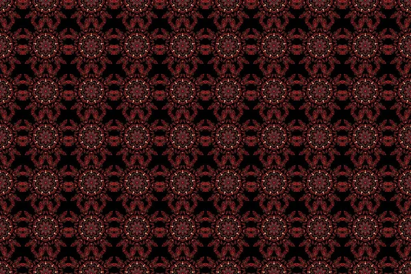 Бесшовный Дамасский Узор Классические Обои Красный Цвет Черном Фоне Декоративная — стоковое фото