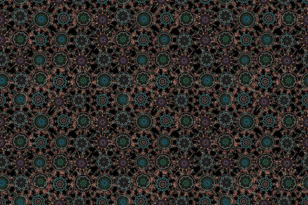 Květinový Vzor Tapety Barokní Hladké Pozadí Hnědé Zelené Černém Pozadí — Stock fotografie