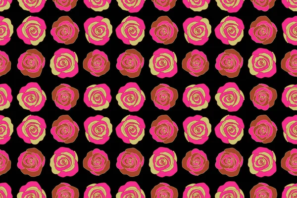 Simple Magenta Yellow Roses Seamless Pattern — Stock Photo, Image