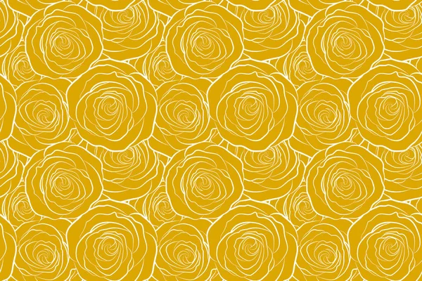Sylwetka Róż Trendy Kwiatowy Bezszwowy Wzór Żółtych Kolorach — Zdjęcie stockowe