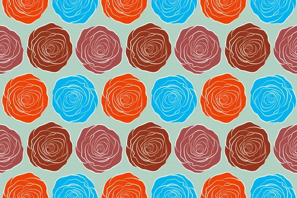 Stylish flowers print. Seamless tropical flower. Rose seamless pattern background in pink, neutral and orange colors, retro botanical style.