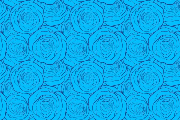 Monochrome roses with a band of flowers. Watercolor painting seamless pattern. Seamless floral pattern in blue colors.