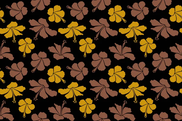 Zomer Hawaiiaans Met Tropische Planten Hibiscus Bloemen Bruine Gele Kleuren — Stockfoto