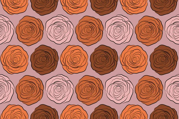 Нейтральний Помаранчевий Рожевий Троянди Безшовний Візерунок — стокове фото