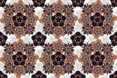 Soyut, soyut, mavi, pembe ve gri renklerde desenler. Kesişen kıvrımlı zarif stilize yapraklar ve parşömenler soyut bir çiçek süsü oluşturuyorlar. Arabesk.