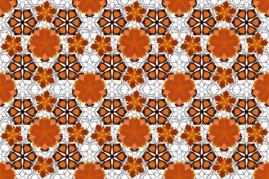 Mavi, gri ve turuncu renklerde klasik barok, pürüzsüz desen. Lüks, kraliyet ve Viktorya dönemi konsepti. Motley elementleri izole. Süslü raster dekorasyonu.