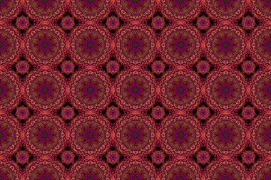 Pembe, kırmızı ve mor soyut çiçek süsü, soyut dekoratif elementlerin pürüzsüz deseni..