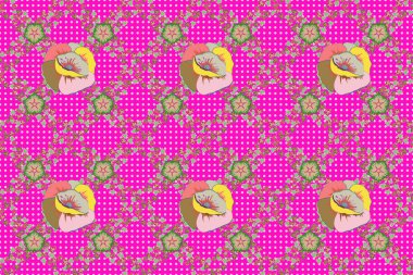 Çiçeksiz, suluboya efektli desen. Soyut, pürüzsüz desenli, pembe ve yeşil renkli çiçek deseni. Yatak örtüsü, ceket, paket tasarımı, kumaş ve moda konsepti için tekstil baskısı