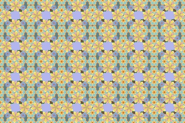 Florales Nahtloses Muster Frühlingspapier Mit Abstrakten Niedlichen Blumen Gelben Beigen — Stockfoto