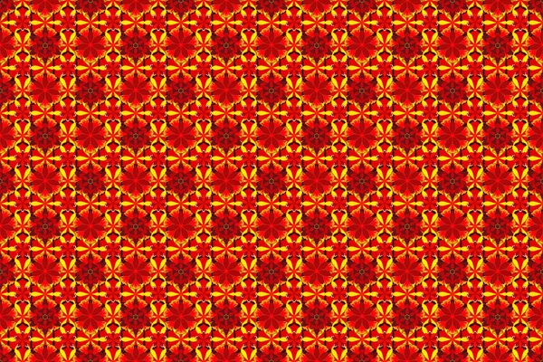 Rastr Hladké Květinový Vzor Květinami Listy Růžové Červené Žluté Barvy — Stock fotografie