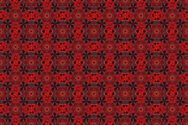 幾何学的な葉飾り かわいいラスターの背景 グラフィックモダンパターン 赤でシームレス抽象的な花のパターン — ストック写真
