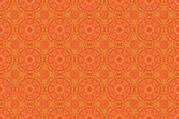 Raster Illustration Seamless Background Grunge Style Orange Green Damask Paisley — Stock Photo, Image