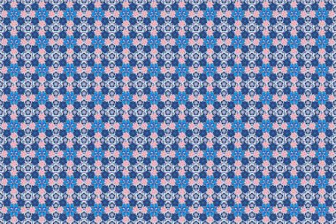 Menekşe, pembe ve mavi elementlerle pürüzsüz bir desen. Motley ızgarası.